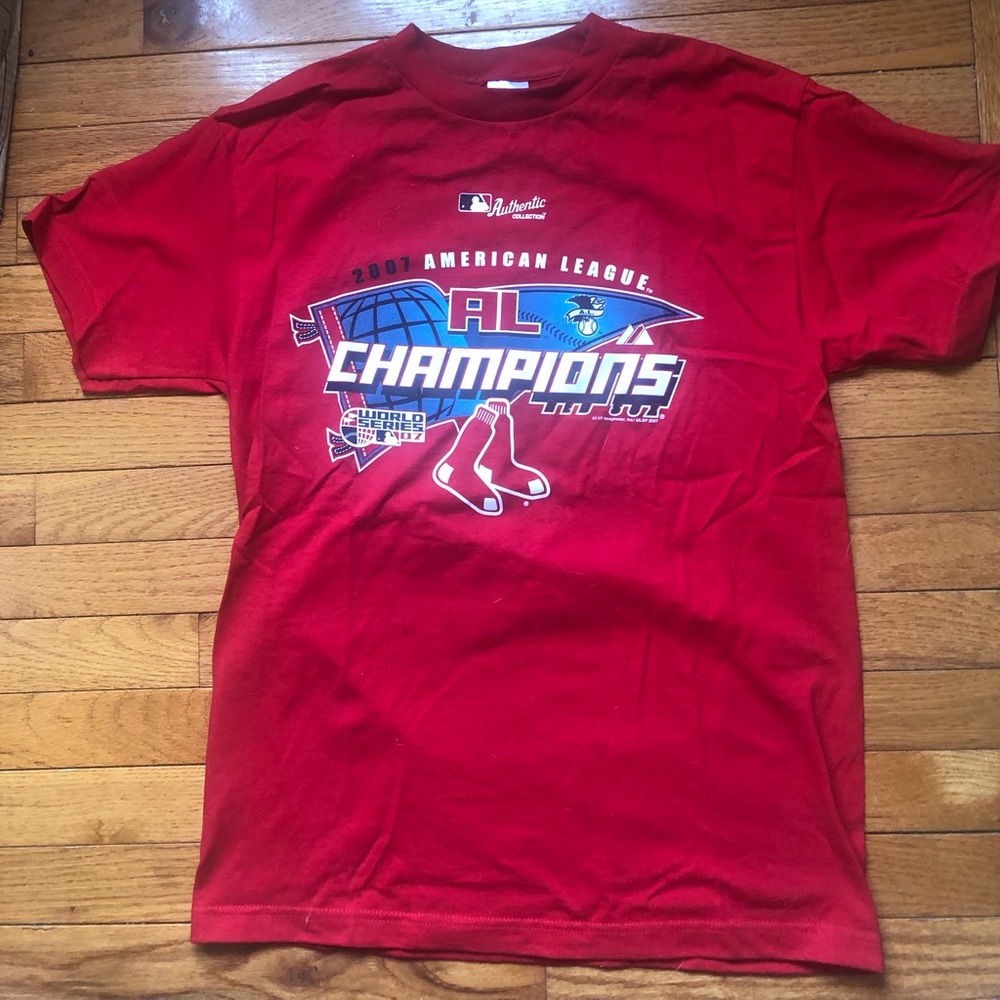 Boston Red Sox T Shirt Mens M Red MLB Baseball 2007 BOSOX AL Champions Playoffs
